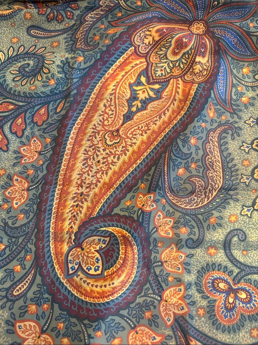 Nordstrom Paisley Shawl Scarf in Teal- Rust- Blue